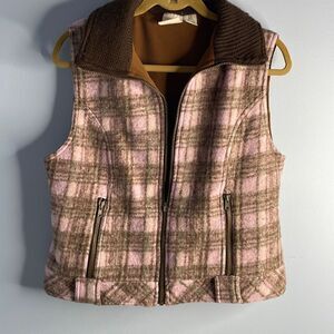Tsunami Plaid Wool Vest Large